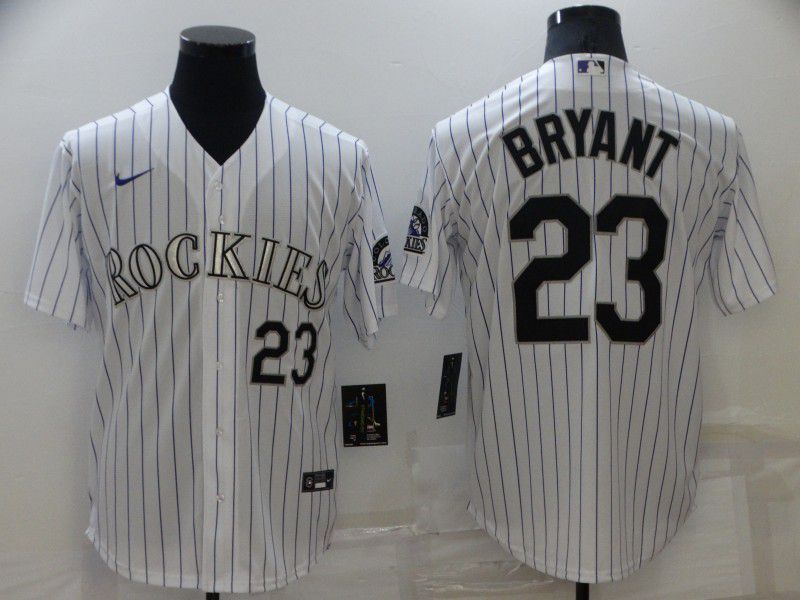 Men Colorado Rockies #23 Bryant White Strip Game Nike 2022 MLB Jersey
